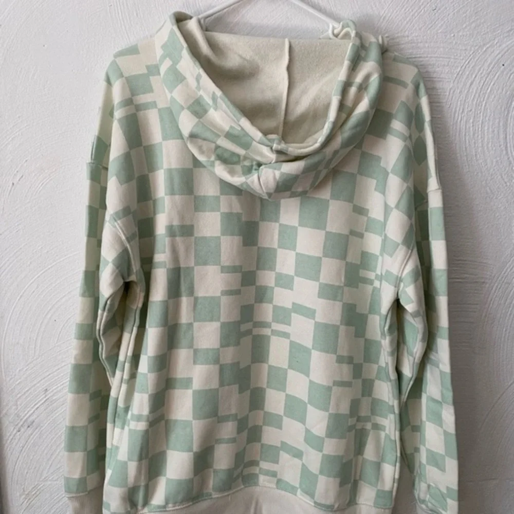 Wild Fable Sweatshirt Women’s Size S Green Checker Hoodie Pull Over Sized - Picture 6 of 11